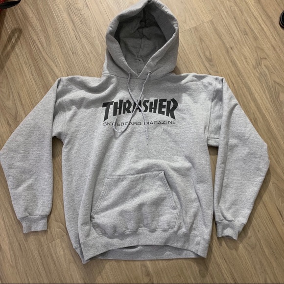 thrasher skate mag hoodie grey